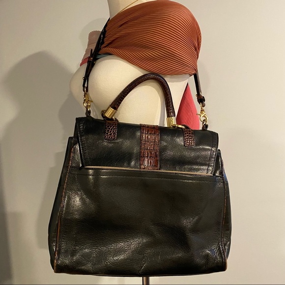 Brahmin leather satchel with croco trim - Picture 3 of 9